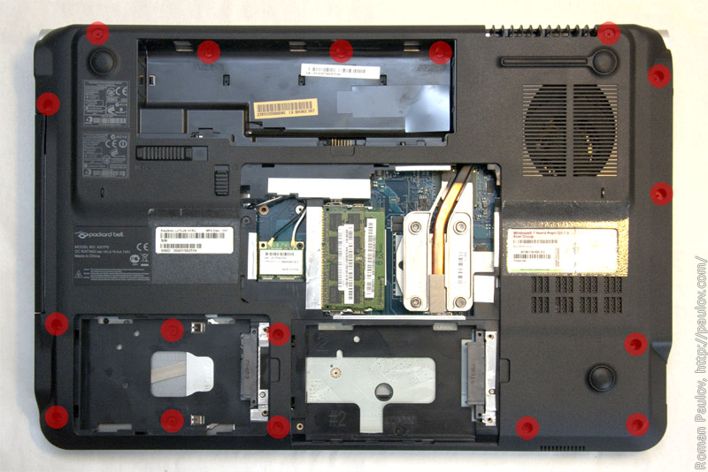 How to disassembly Packard Bell LJ 75 and clean cooling system